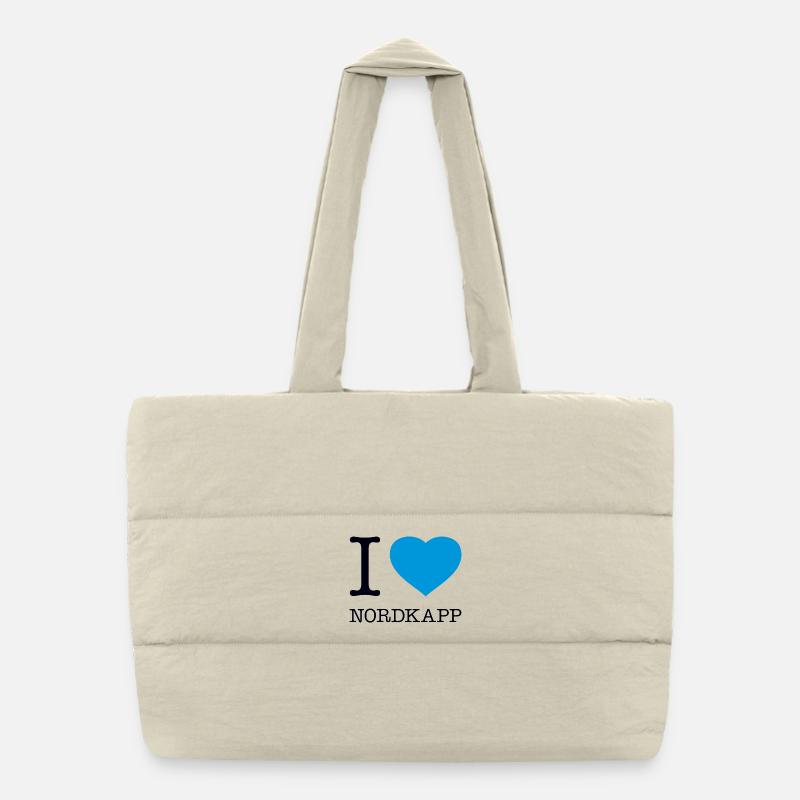I LOVE NORDKAPP Norway Norwegen Puffer Shopping Bag