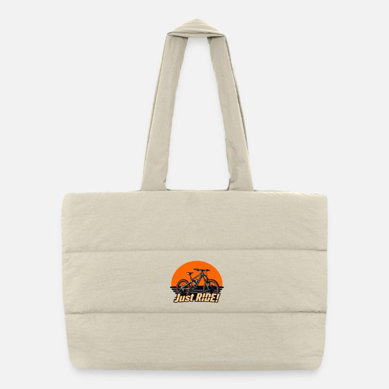 Mountain Bike Adventure Sunset Just Ride Puffer Shopping Bag