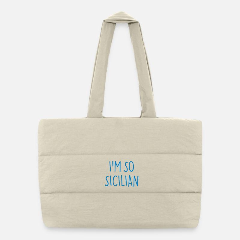I'M SO SICILIAN Sizilien - Puffer-Einkaufstasche - Naturweiß
