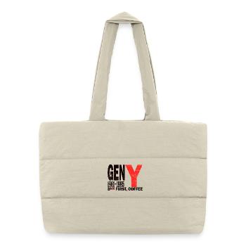 Gen Y Millennial Coffee First Shirt - Puffer-Einkaufstasche - Naturweiß - Vorne
