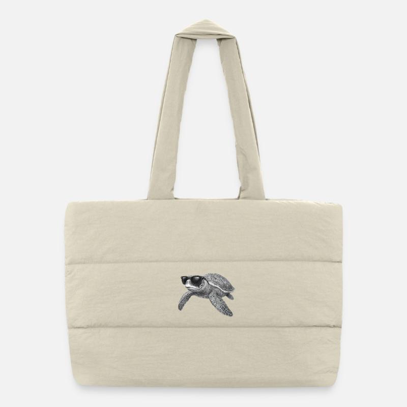 Tortue de mer cool avec des lunettes de soleil Sac shopping matelassé