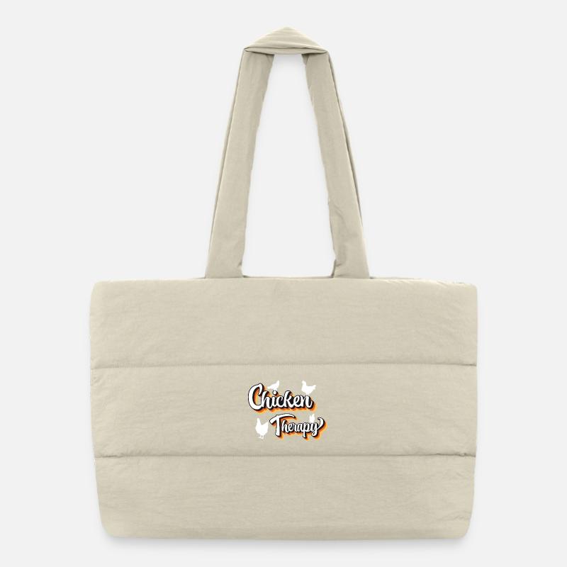 Chicken Therapy Humor Design - Puffer-Einkaufstasche - Naturweiß