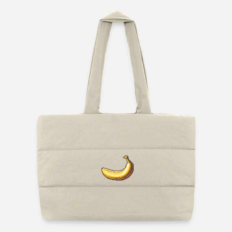 Pixel Banane Rétro Pixel Art Sac shopping matelassé