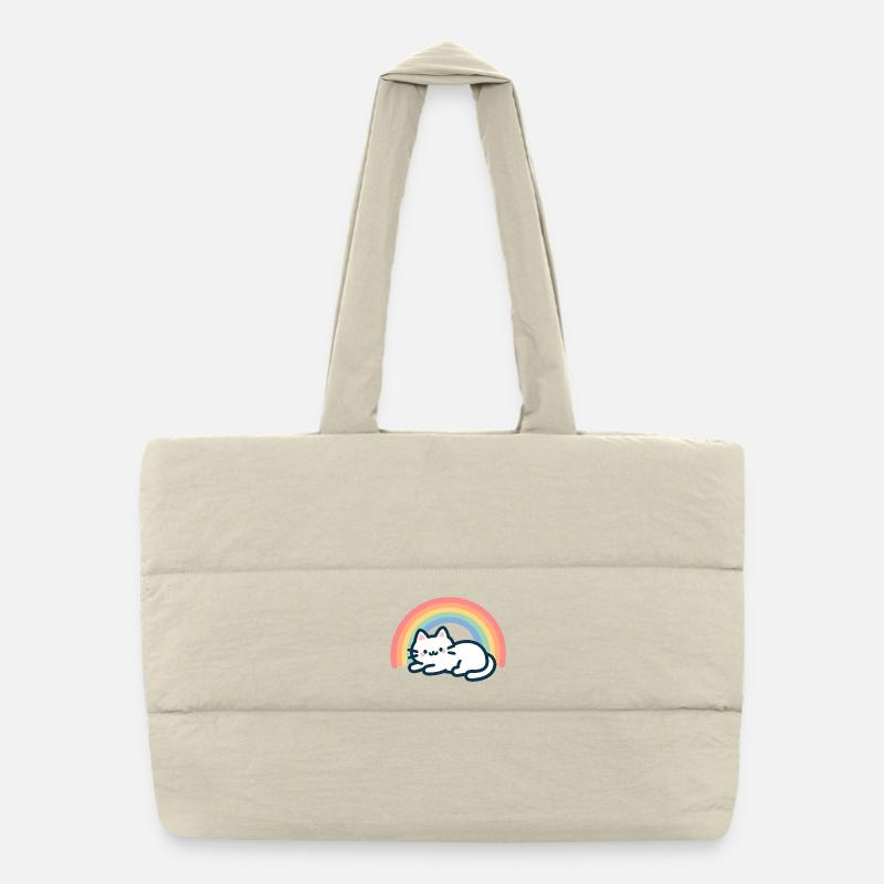 Sweet Rainbow Cat Puffer Shopping Bag