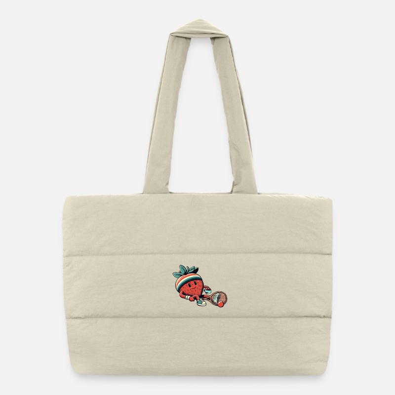 Fraise jouant au tennis avec bandeau rétro Sac shopping matelassé