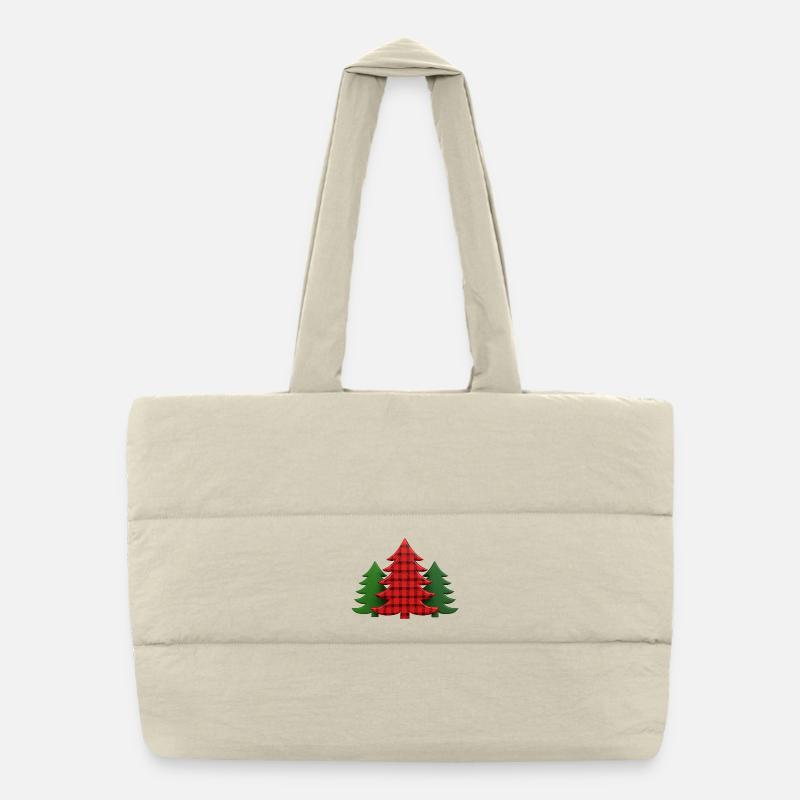 Plaid Baum Weihnachtsbäume Christmas Tree Puffer-Einkaufstasche