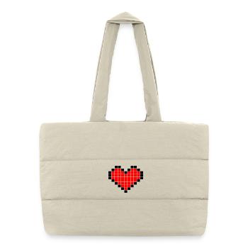 Pixel Art Heart - Puffer Shopping Bag - natural - Front