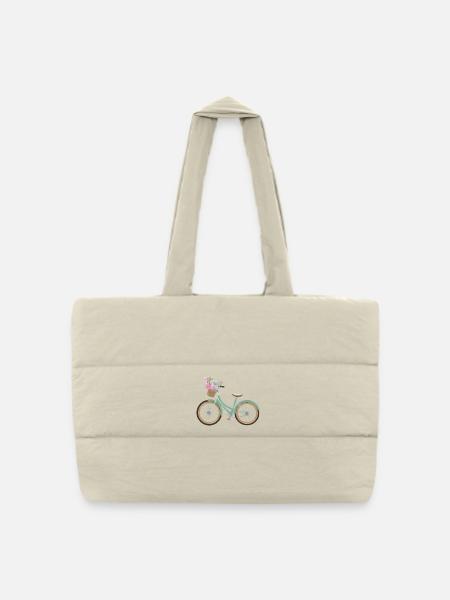 Rad_mit_Blumen - Puffer Shopping Bag - natural