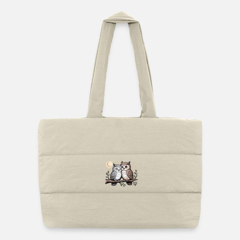 Verliebte Eulen Paar Puffer-Einkaufstasche