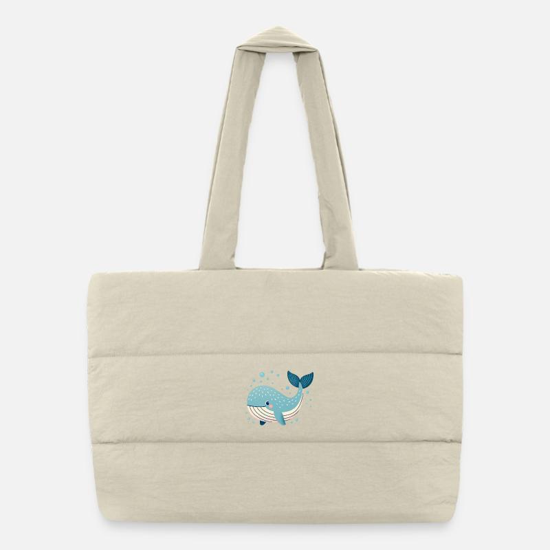 Baleine bleue avec bulles Sac shopping matelassé