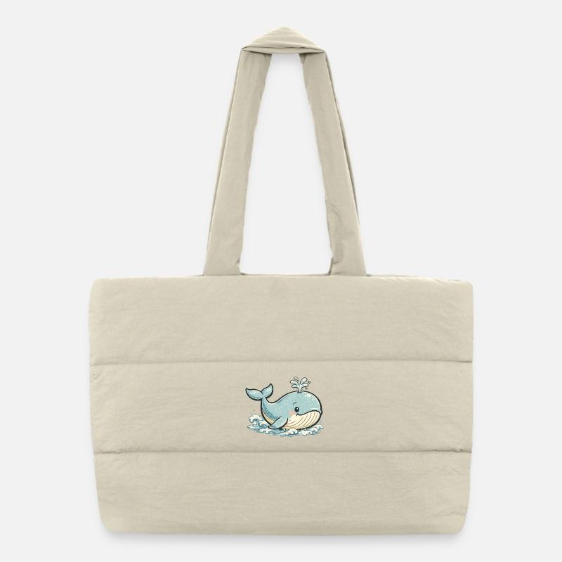 Small Blue Whale Splash Animal Puffer Shopping Bag