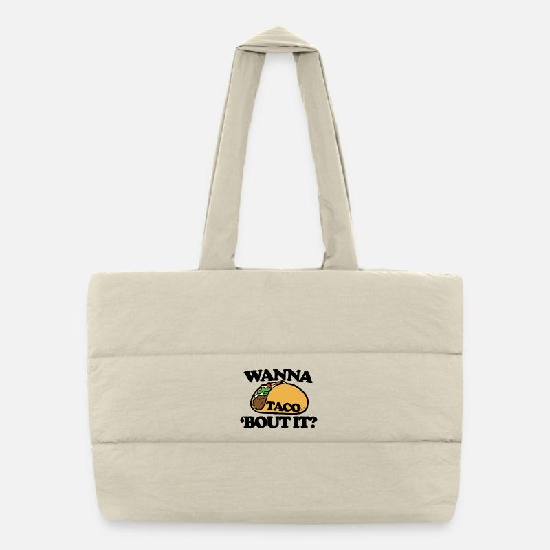Taco Crest Bold Illustration Puffer Shopping Bag