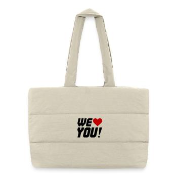 Silhouette en contraste de cœur - Sac shopping matelassé - blanc naturel - Devant
