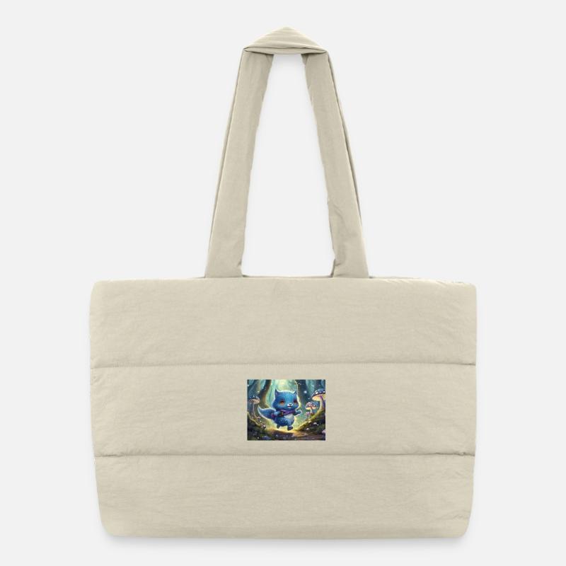 Blaues Waldkätzchen Abenteuer Puffer-Einkaufstasche