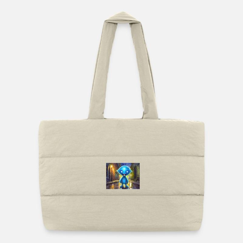 Monstre bleu drôle et rieur Sac shopping matelassé