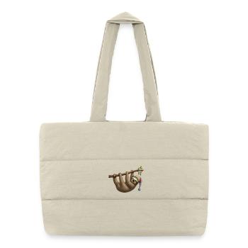 Paresseux mignon avec bonnet endormi – Motif animal relaxant - Sac shopping matelassé - blanc naturel - Devant