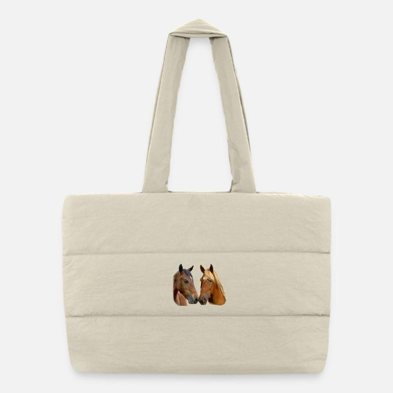 Twin Horses Embrace Puffer Shopping Bag