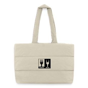 Plastique contre métal lourd. métal, roche dure # - Sac shopping matelassé - blanc naturel - Devant