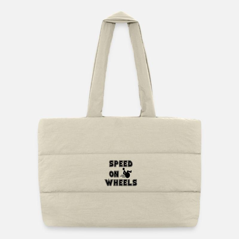 Speed on wheels for real fast wheelchair users # - Puffer Shopping Bag - natural