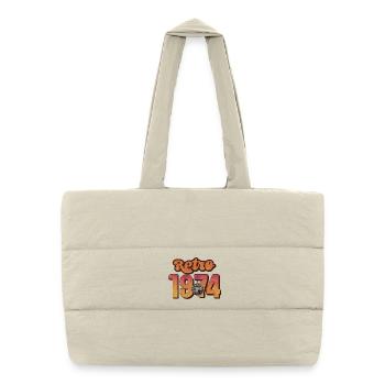 Retro 1974 Discokugel Design auf Kleidung - Puffer-Einkaufstasche - Naturweiß - Vorne