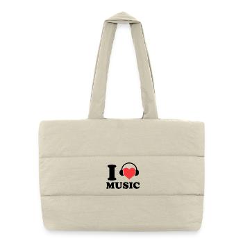 Citation « J'aime la musique » pour les mélomanes - Sac shopping matelassé - blanc naturel - Devant