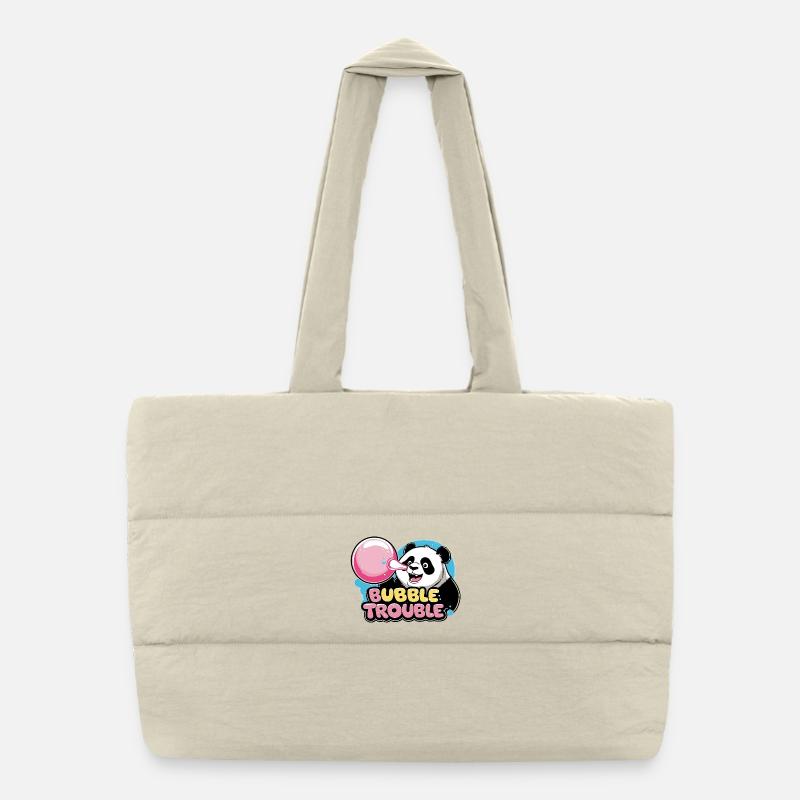 Niedlicher Panda mit Bubble-Kaugummi Puffer-Einkaufstasche