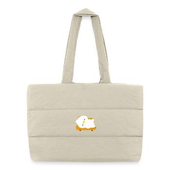 Sleepy Duck on Orange Cushion - Puffer Shopping Bag - natural - Front