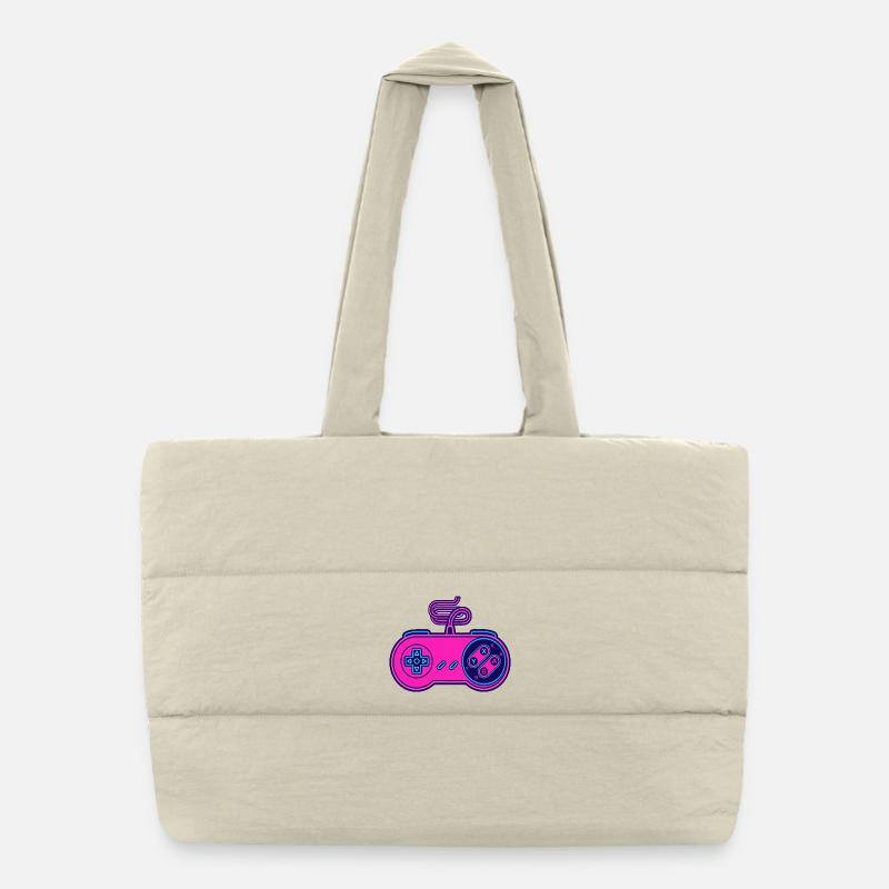 Retro-Pink-Neon-Controller Puffer-Einkaufstasche