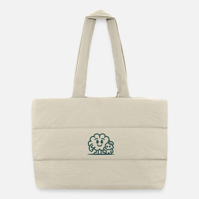 Friendly Cloud Duo Illustration - Puffer-Einkaufstasche - Naturweiß