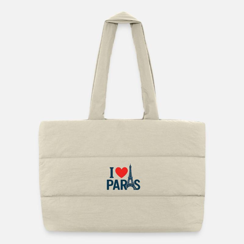 Ich liebe Paris und den Eiffelturm Puffer-Einkaufstasche