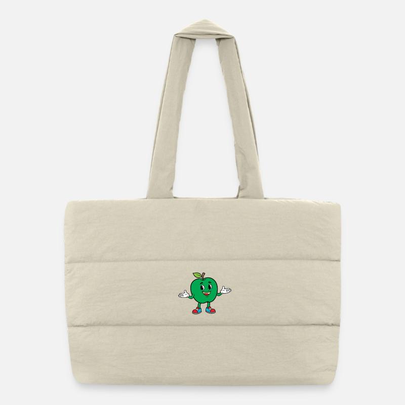 Mascotte pomme verte en baskets Sac shopping matelassé