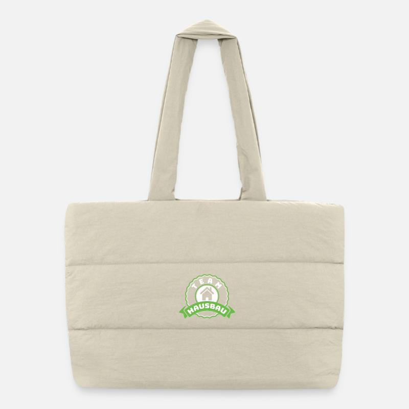 Team House Building Emblem Puffer Shopping Bag