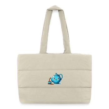 Kawaii Teapot Smiling Tea Time - Puffer Shopping Bag - natural - Front