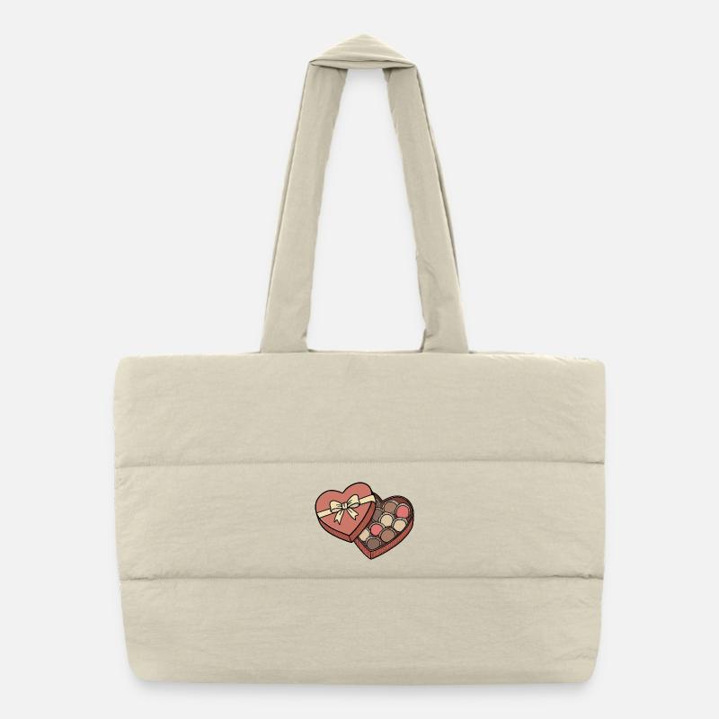 Romantic Heart-Shaped Chocolate Box Valentine  Puffer Shopping Bag