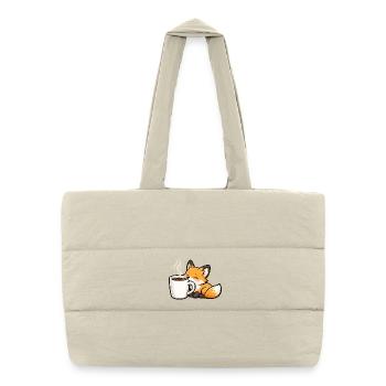 Kuschelfuchs mit Kaffee - Puffer-Einkaufstasche - Naturweiß - Vorne