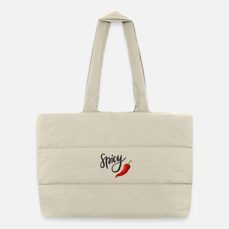 Spicy Chili Pepper Skript Lustiger Essenshumor Puffer-Einkaufstasche