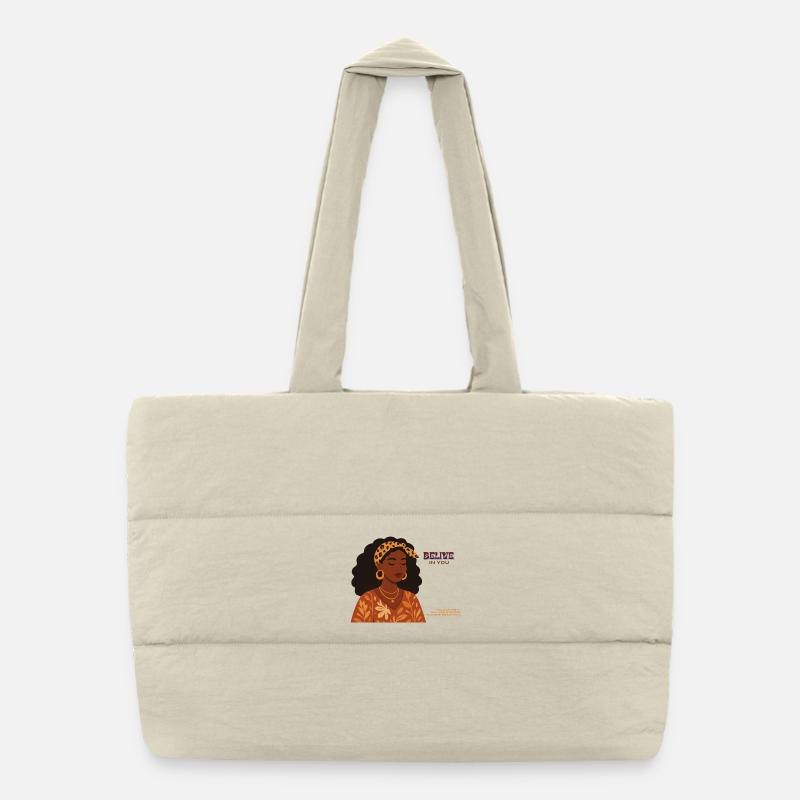 Believe in Yourself: Empowerment Portrait Puffer Shopping Bag