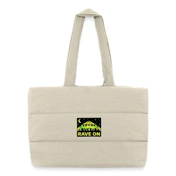 Rave On Festival Tent Techno Party Crew - Sac shopping matelassé - blanc naturel - Devant