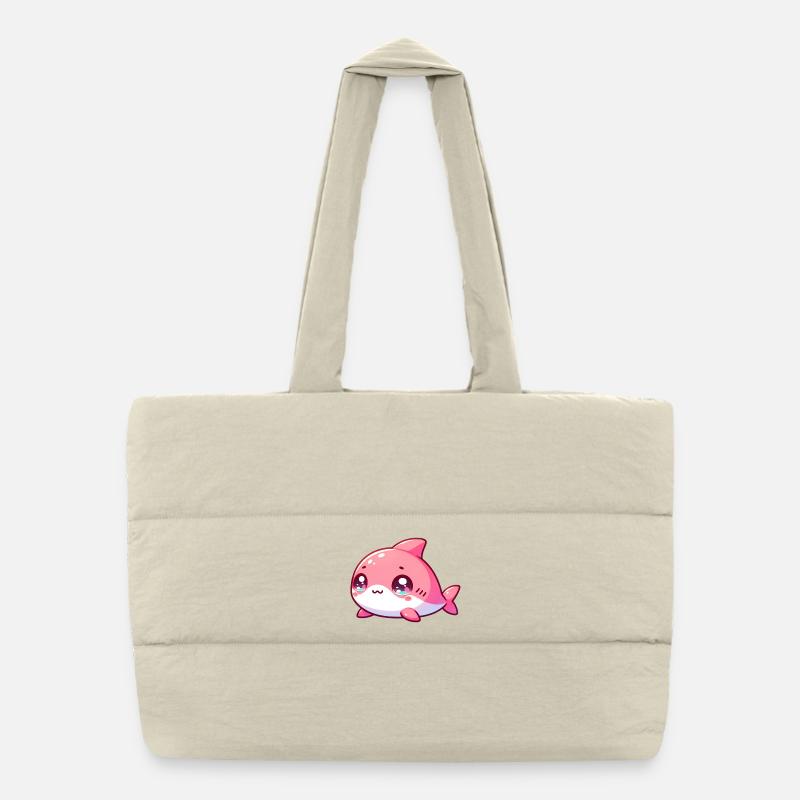 Breloque requin rose kawaii Sac shopping matelassé