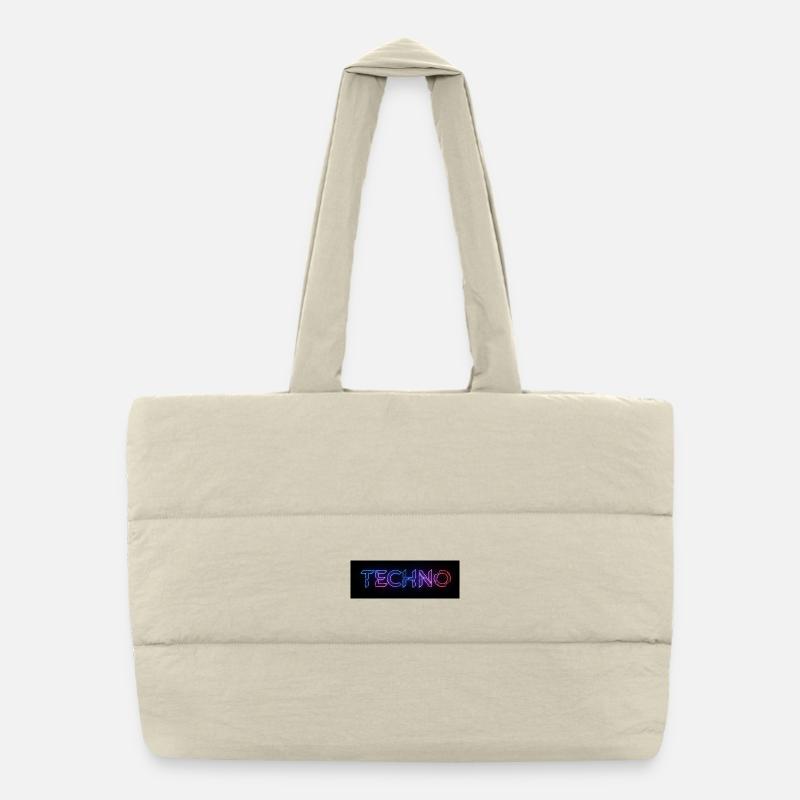 Techno Neon Glitch Text Puffer-Einkaufstasche