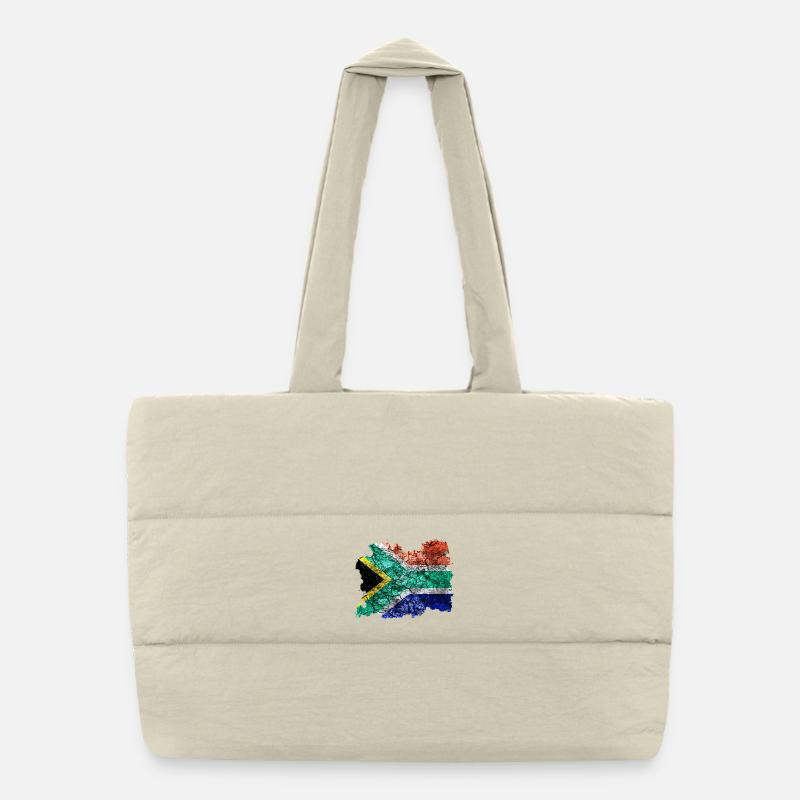 Südafrika Vintage Flagge Puffer-Einkaufstasche