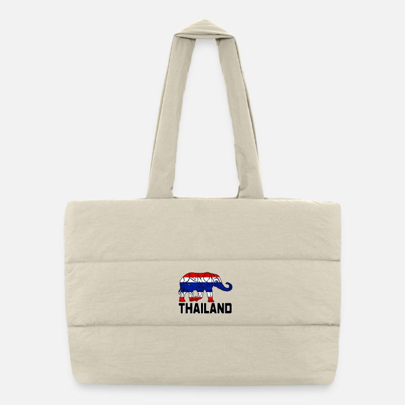 Thailand Elephant / Gift / Gift Idea - Puffer Shopping Bag - natural