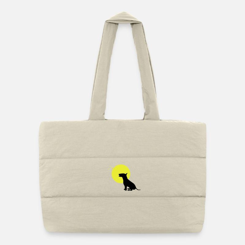 Mondsilhouette Hundedesign Puffer-Einkaufstasche