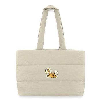 Happy Haflinger Fuchs Pferd I Reiter Geschenk - Puffer-Einkaufstasche - Naturweiß - Vorne