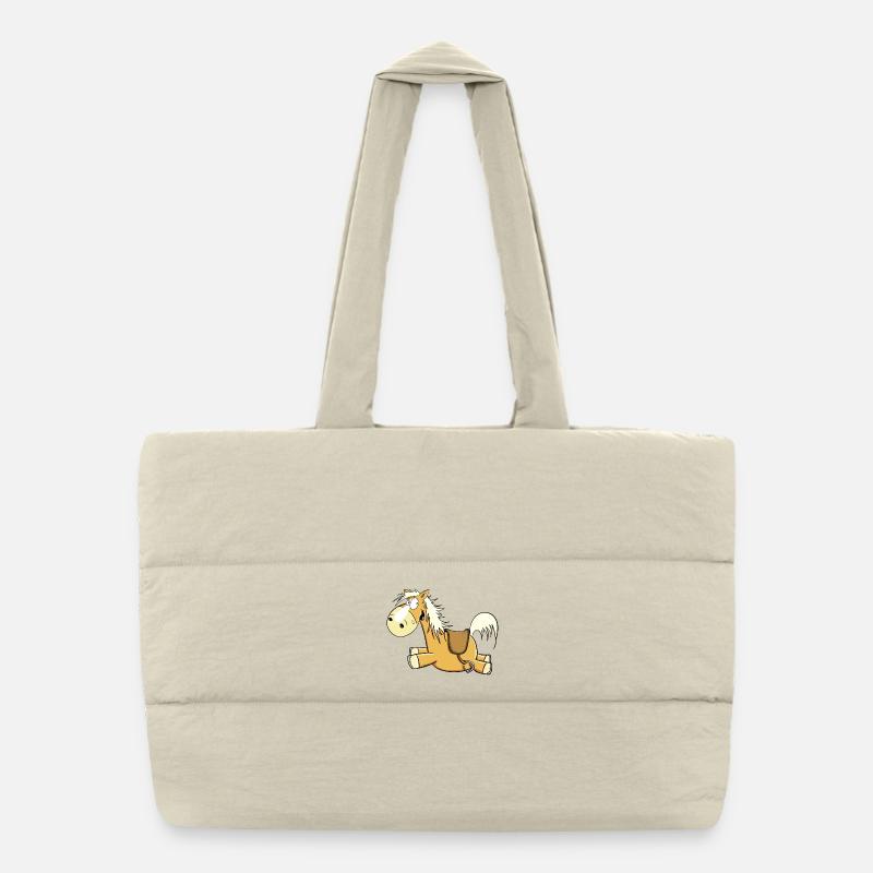 Happy Haflinger Fuchs Pferd I Reiter Geschenk Puffer-Einkaufstasche