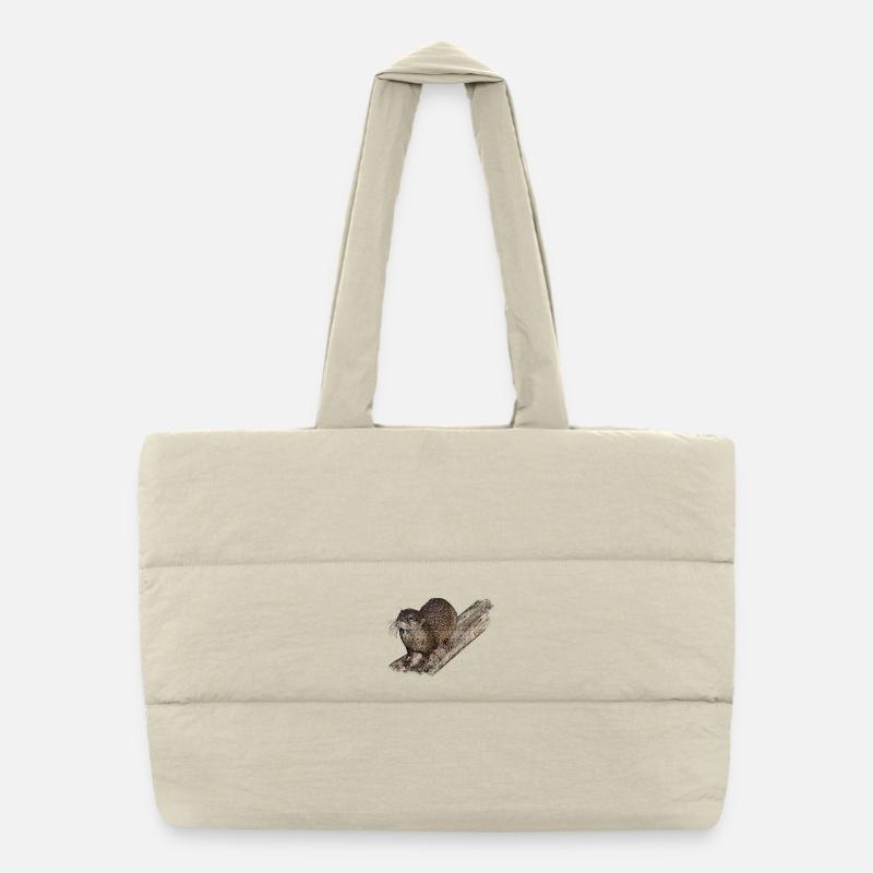 aquatic animals, otter on branch, otter shirts Puffer Shopping Bag