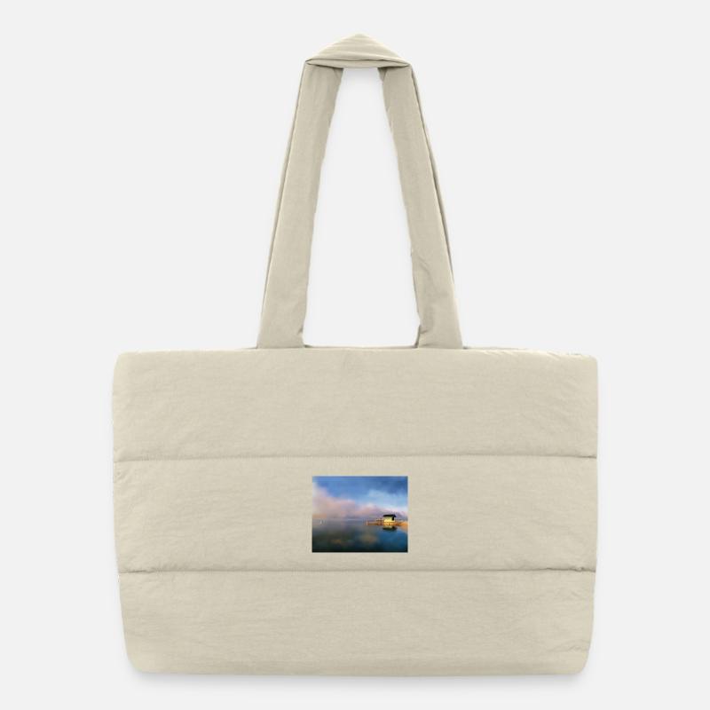 Lake Pontoon Pier Puffer-Einkaufstasche