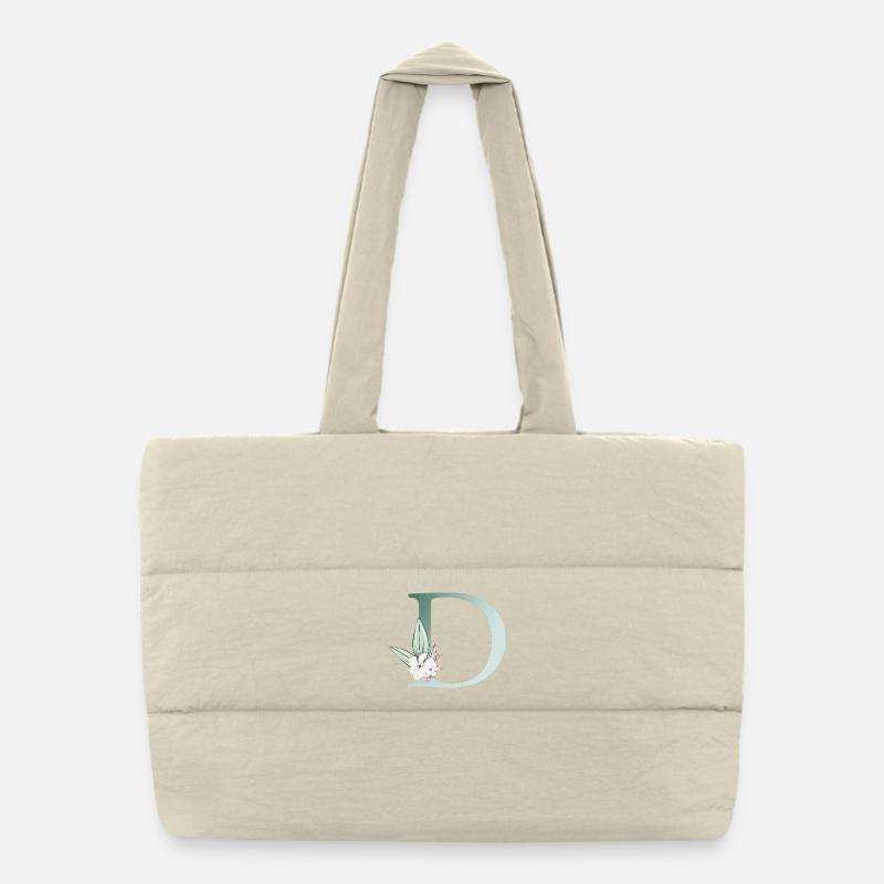 D Monogram, Floral, Personnalisable Sac shopping matelassé