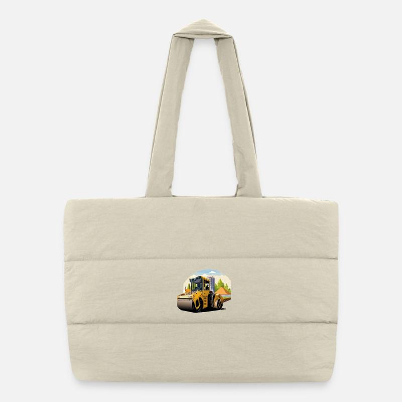 Road roller at work Puffer Shopping Bag