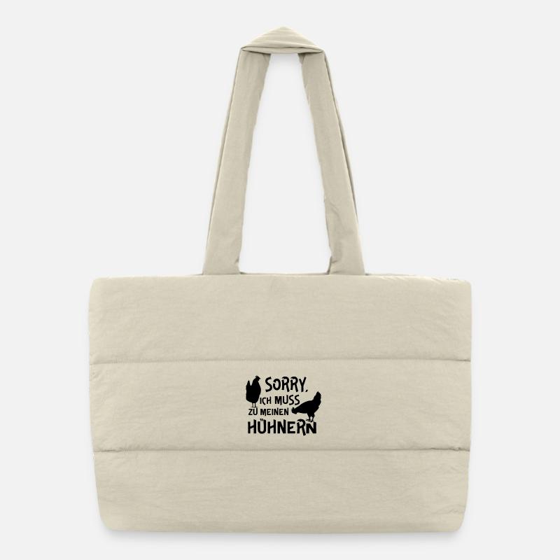 Humorvolles Hühner-Design mit Text Puffer-Einkaufstasche